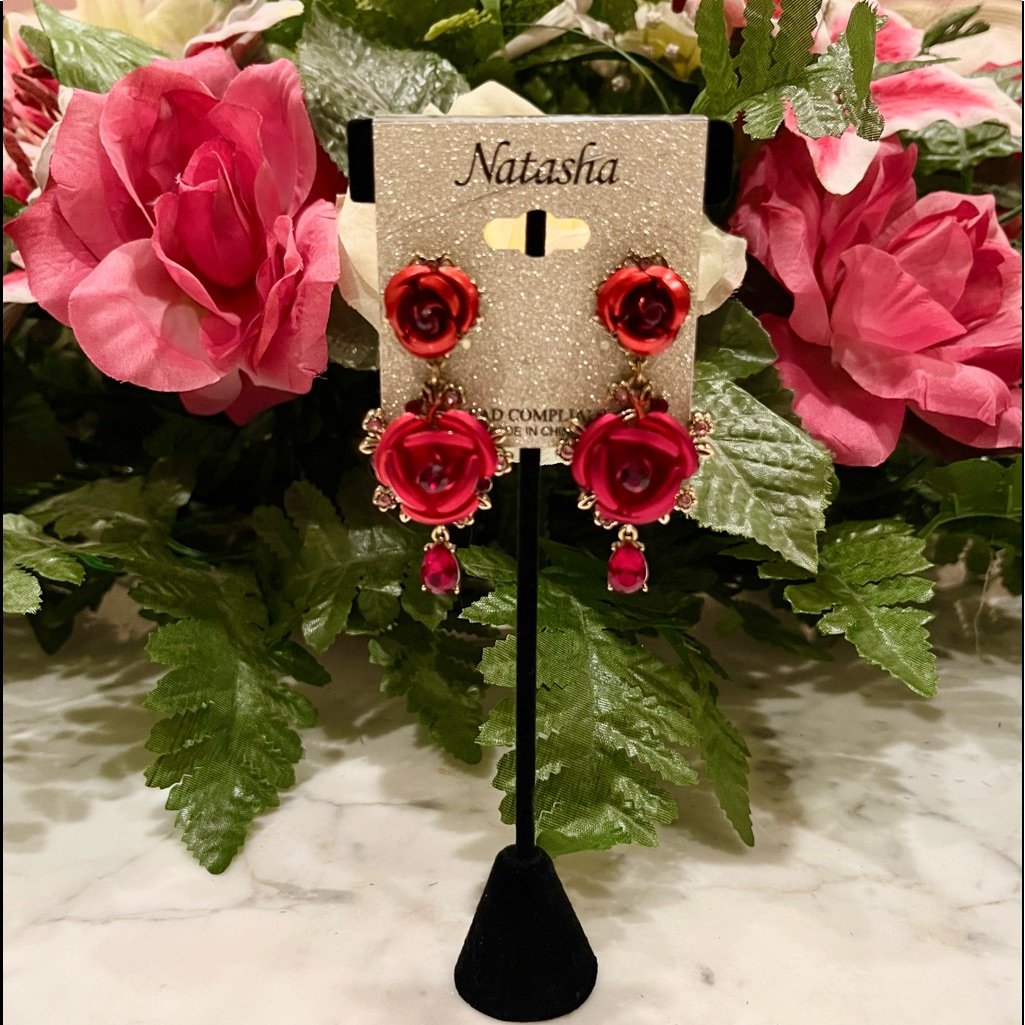 Natasha Metal Rose Earrings 40$